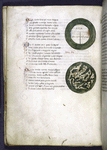 Page of text with maps, including T-map. Rubric and initials