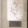 Drawing pasted onto first sheet of old paper, and bookplate of first known owner, Henry White