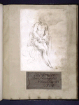 Drawing pasted onto first sheet of old paper, and bookplate of first known owner, Henry White