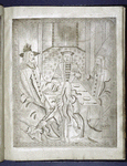 Drawing which accompanies text on 3v -- woman washes Christ's feet and dries them with her hair