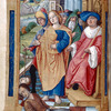 St. John the Evangelist holding the cup of poison that has already killed several others; in the background, John on the island of Patmos