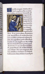 Small sqaure miniature of Luke writing as the ox watches