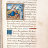 Miniature of St. Barbara and her tower, set into the text space, [f. 108r]
