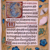 Page of text with initials, gold border with strewn flowers and insects