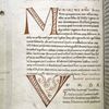 Opening of text with large initials and hierarchy of script.  Rubrics