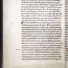 Page of text with 1-line red and blue initials. Prickings clearly visible.  Marginal note