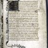 Opening of text. Six-line opening initial with animal heads and border design. Small initials