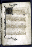 Opening of text. Six-line opening initial with animal heads and border design. Small initials