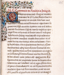 Quarter border, 3-line blue initial on red and gold field, rubric, opening of De amicitia