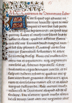 Quarter border, 3-line blue initial on red and gold field, rubric, opening of De senectute