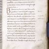 Red initial; quire signature "e" visible; marginal notes