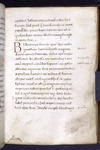 Red initial; quire signature "e" visible; marginal notes