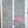 Page of text with initial with drawing of grotesque