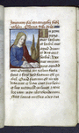 Small miniature of John the Evangelist writing in a codex, as his eagle watches