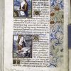 Small miniatures of Sts. Catherine and Barbara; border design, initials, and writing in blue