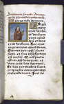Opening of main text. Small miniature, initials, rubric, placemarkers