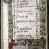 Opening page of calendar, elaborate border design with human figures