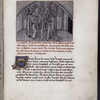 Text with initial, placemarkers, rubric. Miniature of the marriage of the Virgin