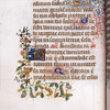 Page of text with initials and peapod design in border