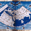 Map of Europe, Africa, the Mediterranean, and Asia. Wind heads. Full gold border