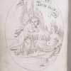 Opening emblem of Cupid and a allegorical woman with a tree-like arm and a jug pouring water into a stream
