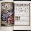 Full-page miniature of Christ, and opening of text, with rubrics, large initial with flower decoration