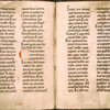 Large decorative initial in red, blue and green. Rubrics