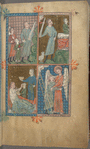Full-page miniature with four scenes
