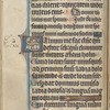 Page of text with small historiated initial, with painted design extending into border