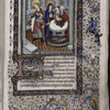 Miniature of the Baptism of Christ (?), with border design, initials, rubrics, placemarkers.