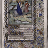 Miniature of the Flight into Egypt, with border design, initials, placemarkers.