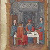 Full-page miniature of feasting, in January, fol. 2v