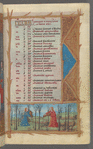 First page of calendar, with small miniature showing Aquarius