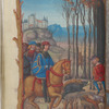 Full-page miniature of hunting wild boar, in December