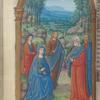 Full-page miniature of Pentecost:  the Virgin and four saints