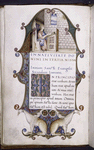 Miniature of John the Evangelist writing his Gospel, with border design, initial, rubrics, rustic capitals