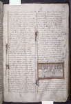 Page of text with miniature on purple background, and initials