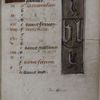 Opening page of calendar, written in French. Rubrics, initials, lateral border design with initials bl.