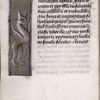 Explicit of text, lateral border with grotesque figure