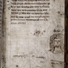 Prayer written in Rhenish dialect in later (14th century?) hand; pen drawing of Christ