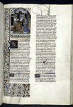 Opening of text, with miniature showing father instructing his son