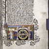 Miniature of Soul shown spiked wheel hung with purses, with two traitors about to enter doors; head of betrayed king above