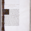 Opening of book 7, lateral border design, 6-line initial with human face, rubric, small initial