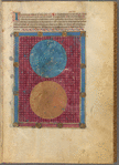Large miniature of Heaven and Earth, with initials, linefiller, placemarkers