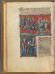 Two miniatures, with text, initials, linefillers