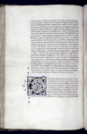 Page of text with gold initial on field with white vinestem