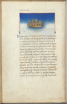 Miniature of the Crown, with text and 1-line blue initial