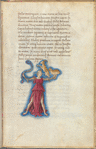 Miniature of Auriga the charioteer, with text