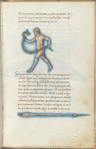 Miniature of the Serpent Holder and the Spear, with text and 1-line blue initial