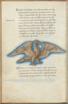 Miniature of the Eagle, with text and 1-line blue initials